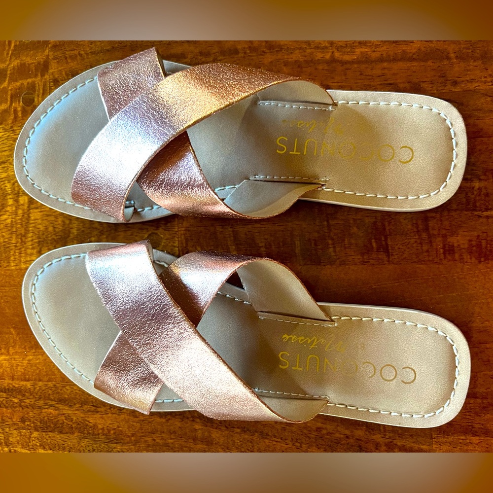 Coconuts by Matisse, cross cross slide sandals.